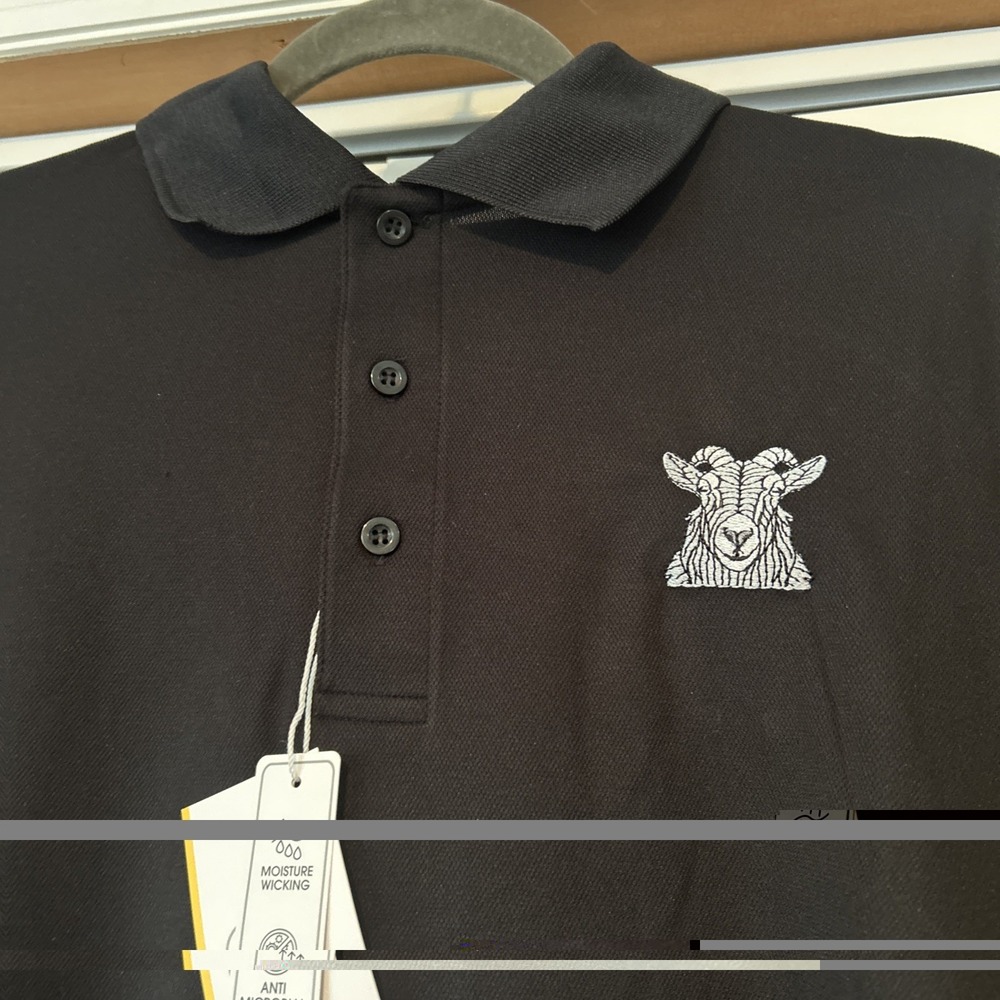 Ram Men Black Performance Polo‎ Shirt Short Sleeve Embroidered Ram Logo NWT